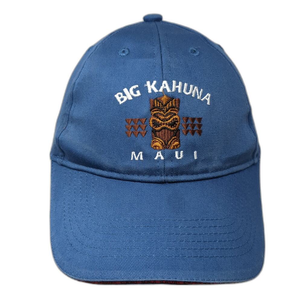 Big Kahuna Maui Snapback Hat Solid Blue One Size Embroidered Hawaiian
